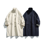 Men's oversized waterproof trench coat with stand collar and checked lining Fashion Glam