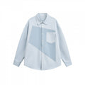 Unisex Oversized Shirt with Diagonal Colorblock and Chest Pocket Fashion Glam