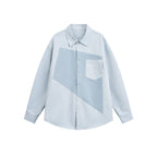 Unisex Oversized Shirt with Diagonal Colorblock and Chest Pocket Fashion Glam