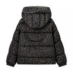 Women’s Oversize Puffer Jacket with Hood and Leopard Print Fashion Glam