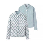 Ladies lightweight quilted stand collar jacket with allover print and mother-of-pearl buttons Fashion Glam