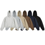 [Unisex] Short Boxy Hoodie with Continuous Zipper and Inserted Side Pockets Fashion Glam