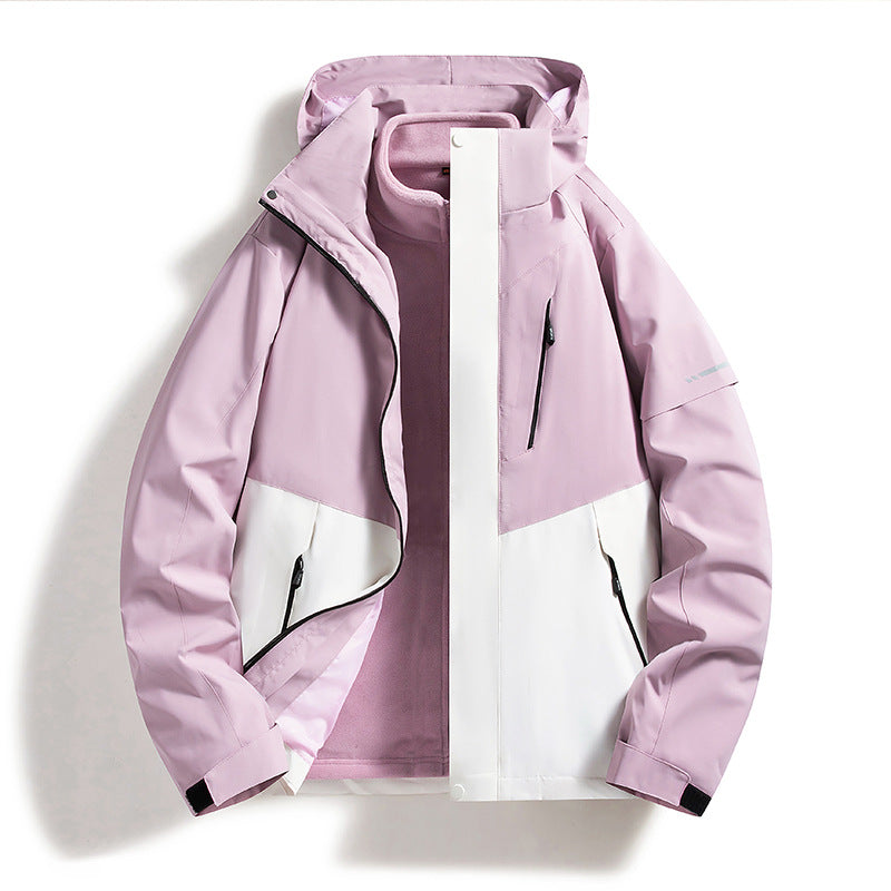 Men's Water-Repellent Softshell Fleece Layer Jacket with Hood and Windproof Front Flap Fashion Glam