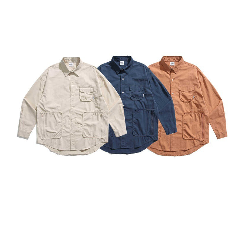 Unisex Boxy Overshirt Jacket with utility pockets, rounded hem, and oversized fit Fashion Glam