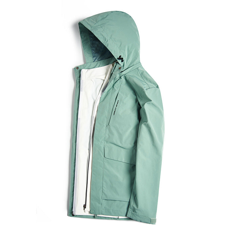 Men's waterproof city outdoor jacket with hood, concealed zipper and cargo pockets Fashion Glam