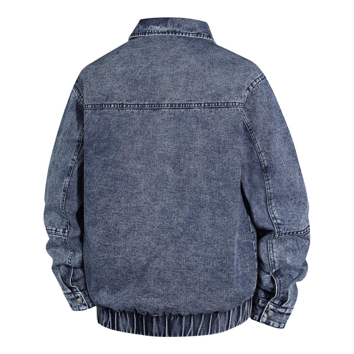 Men's Oversized Vintage Denim Jacket with Continuous Metal Zipper Fashion Glam