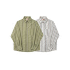 Unisex Oversize Long Sleeve Shirt made of Cotton Blend with Vertical Stripe Pattern and Chest Pocket Fashion Glam
