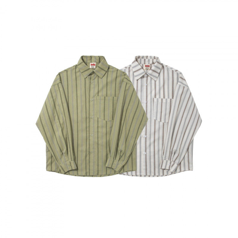 Unisex Oversize Long Sleeve Shirt made of Cotton Blend with Vertical Stripe Pattern and Chest Pocket Fashion Glam
