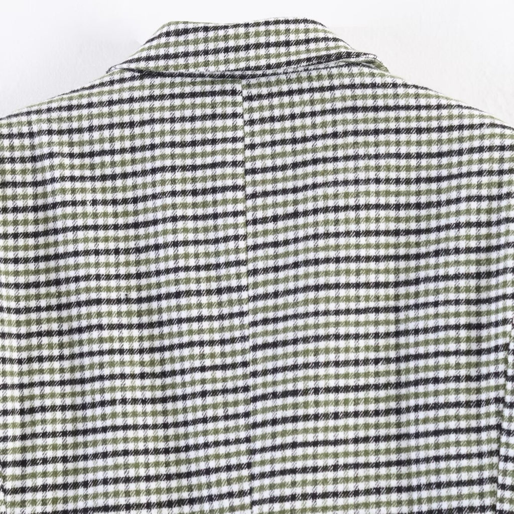 Women's double-breasted glencheck blazer with extended back and tailored silhouette Fashion Glam