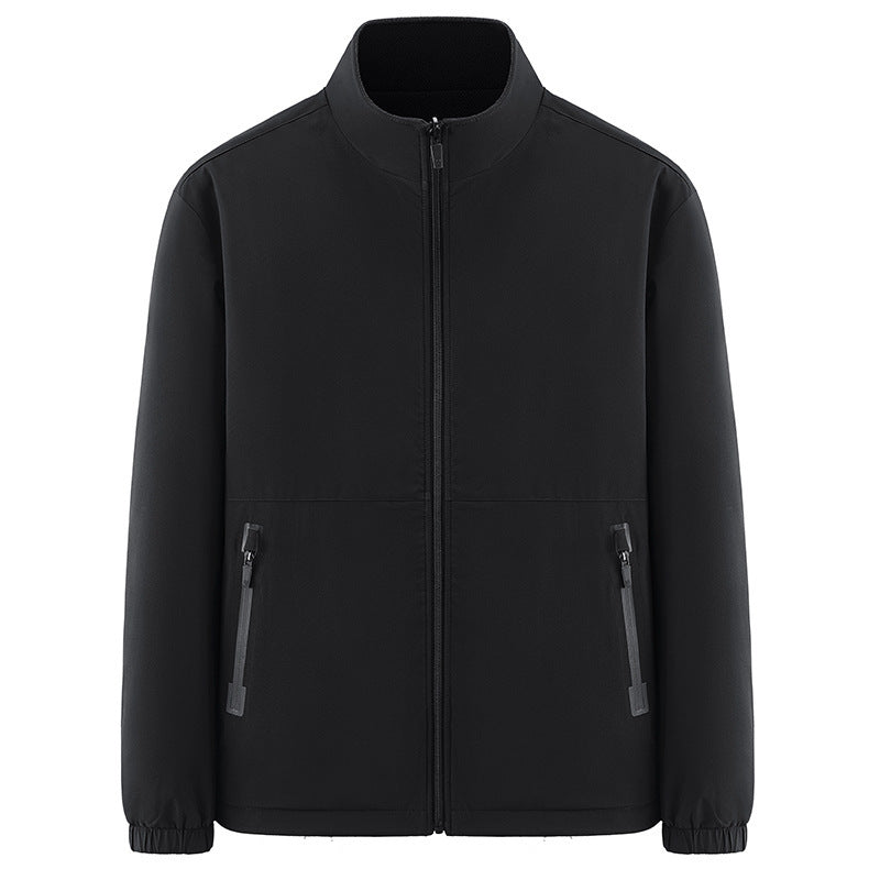 Men's minimalist technical all-weather softshell jacket with stand-up collar and water-repellent zippers Fashion Glam