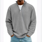 Men's ribbed knit pullover with half-zip and stand-up collar Fashion Glam