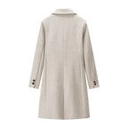 Ladies Elegant Wool Blend Coat in Straight Silhouette with Notched Collar and Piped Insert Pockets Fashion Glam