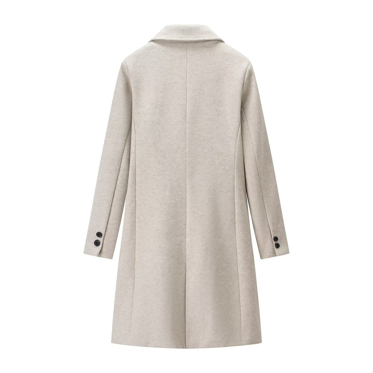 Ladies Elegant Wool Blend Coat in Straight Silhouette with Notched Collar and Piped Insert Pockets Fashion Glam