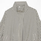 Women's short-cut boxy blouse in Vichy check with stand-up collar and elastic hem Fashion Glam