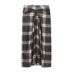 Women's midi skirt with check pattern and decorative front draping Fashion Glam