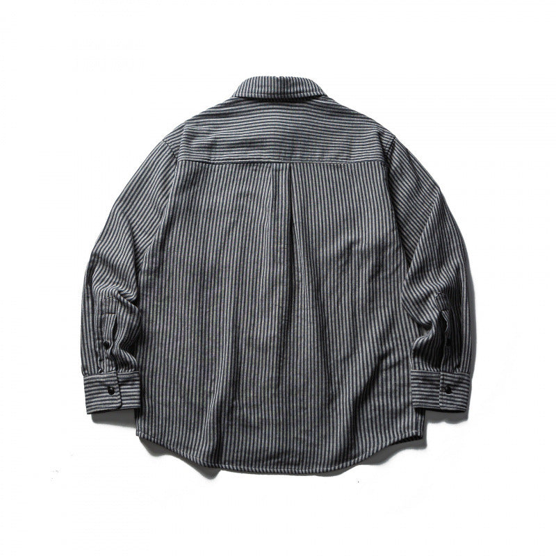 Men's Striped Oversized Shirt made of Washed Cotton Blend with Chest Pocket Fashion Glam