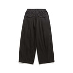 Men's Wide Cropped Canvas Pants in Utility Look with Elastic Waistband and Distinctive Pleats Fashion Glam