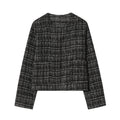 Women's Boxy Tweed Jacket in Boucle Look with Concealed Button Placket and Boxy Silhouette Fashion Glam