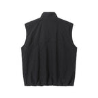 Unisex Boxy Padded Sleeveless Vest with High Stand-Up Collar, Hidden Snap Button Placket and Flap Pockets Fashion Glam