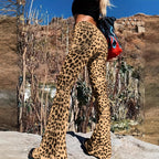 Women Flared Leopard Print Pants Fashion Glam