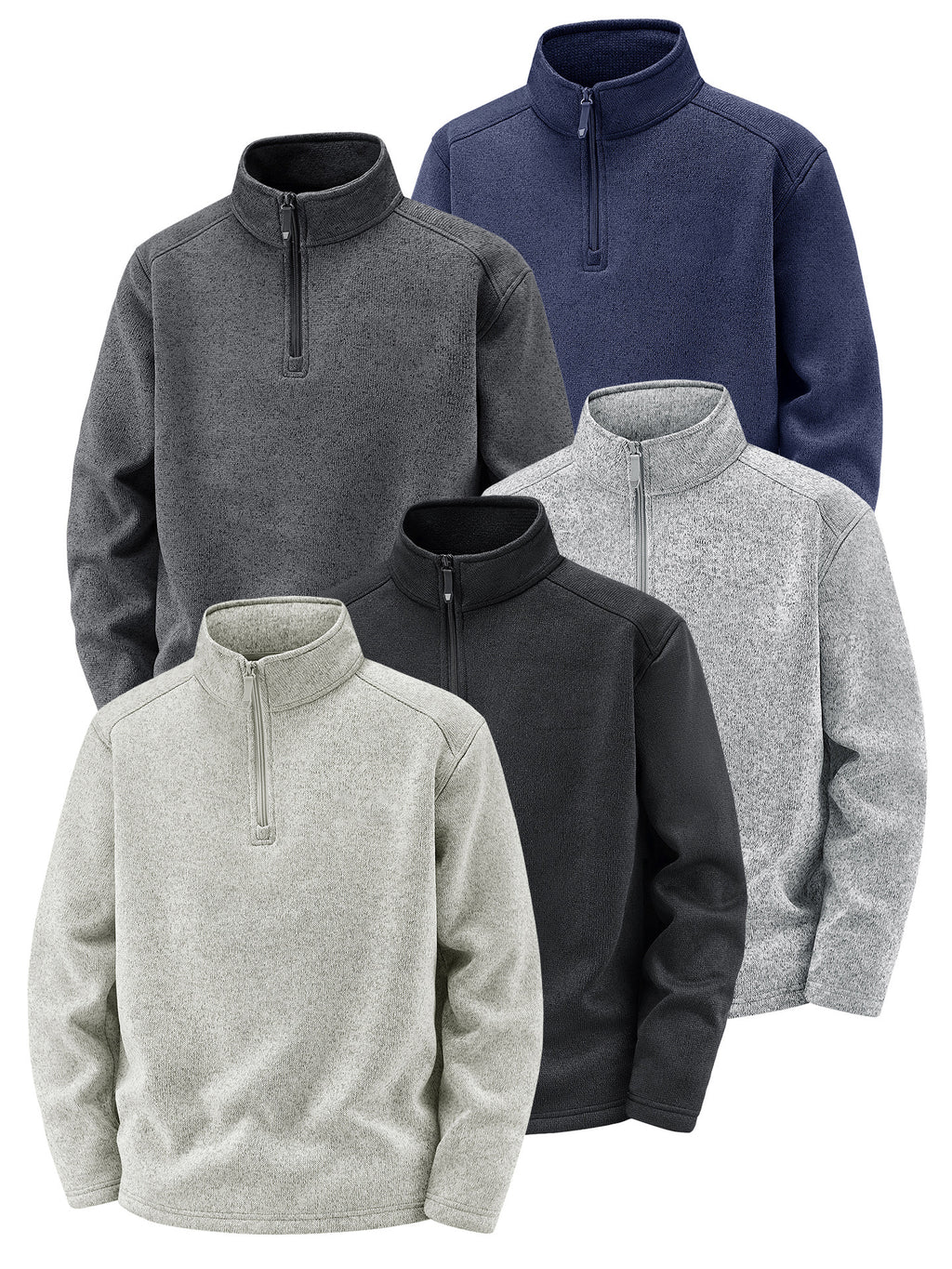 Men's Thermal Knit Fleece Pullover with Half Zip and Stand-up Collar Fashion Glam