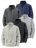 Men's Thermal Knit Fleece Pullover with Half Zip and Stand-up Collar Fashion Glam