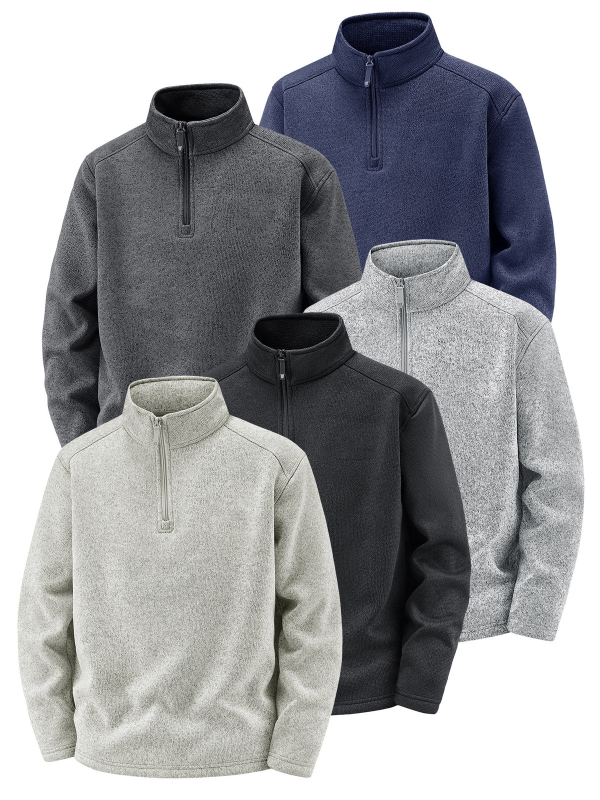 Men's Thermal Knit Fleece Pullover with Half Zip and Stand-up Collar Fashion Glam