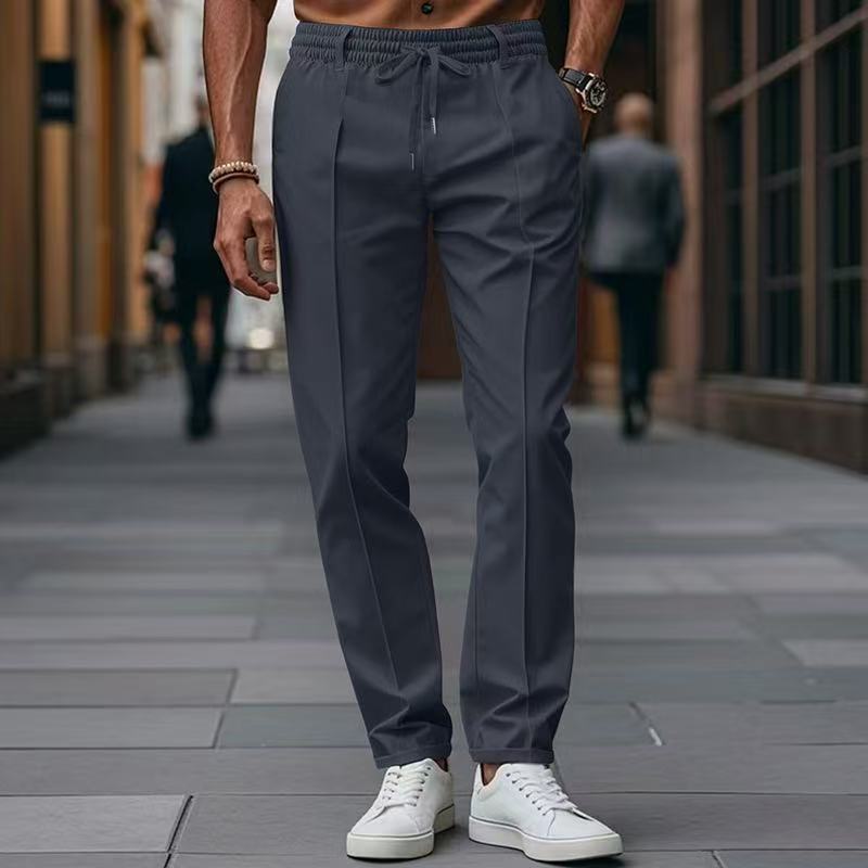 Men's elegant casual pants with elastic waistband and side pockets Fashion Glam
