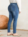 Women high-cut stretch jeggings with elastic comfort waistband and back pockets Fashion Glam