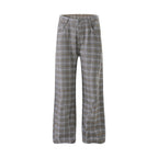 Women High-waisted wide checkered Culotte pants with crease Fashion Glam