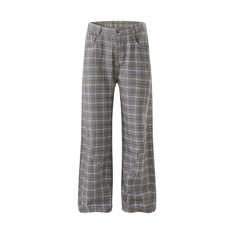 Women High-waisted wide checkered Culotte pants with crease Fashion Glam