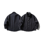 Unisex Wide Crinkle Shirt with High Standing Collar and Concealed Button Placket Fashion Glam