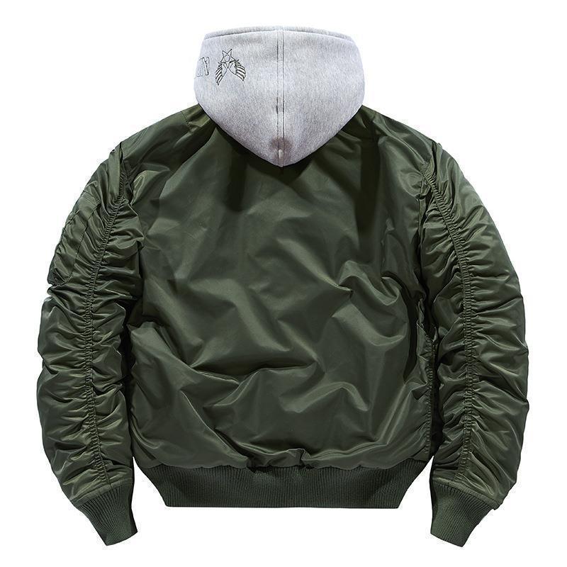 Men's bomber jacket with removable hood inner lining and quilted thermal insulation Fashion Glam