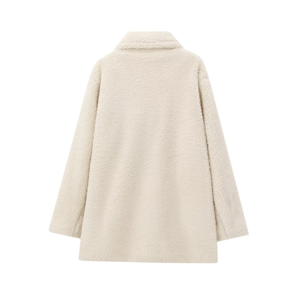 Women's Oversize Teddy Coat made of Faux Fur with Notched Collar and Boxy Silhouette Fashion Glam