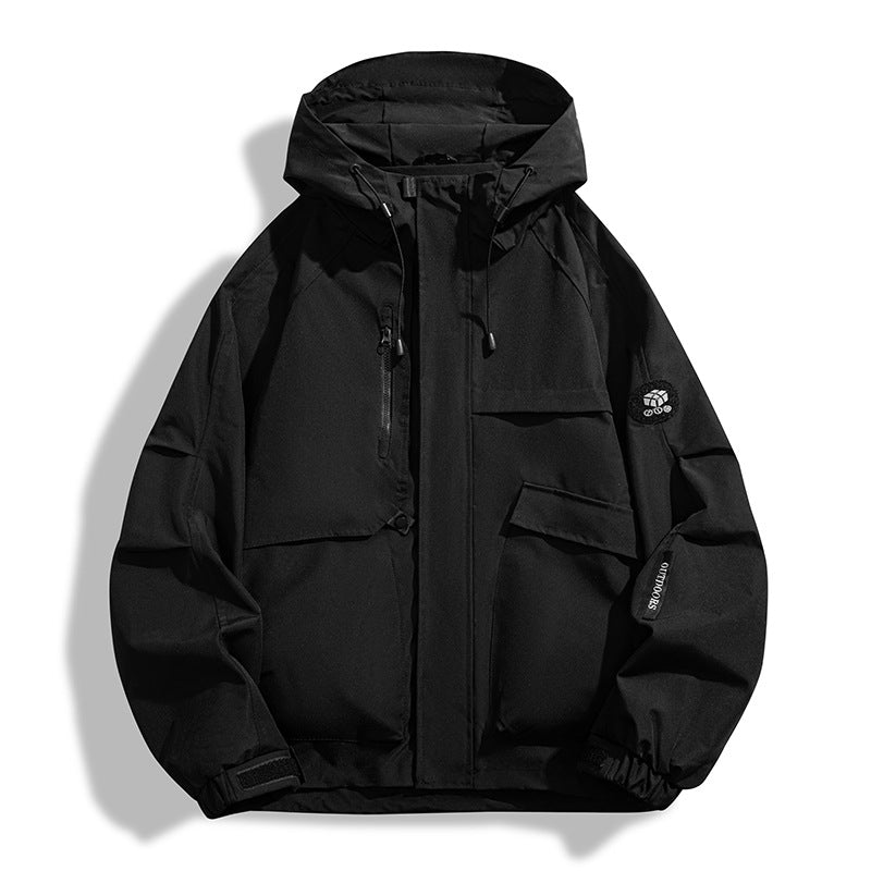 Men's Water-Repellent Utility Outdoor Jacket with Hood, Multiple Pockets and Windproof Membrane Fashion Glam