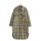 Women's Oversize Check Shirt Jacket in Longline Cut with Patch Chest Pockets Fashion Glam