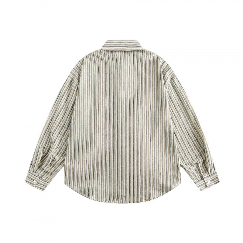 Unisex Oversized Shirt in Striped Relaxed Fit with Chest Pocket and Curved Hem Fashion Glam