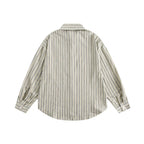 Unisex Oversized Shirt in Striped Relaxed Fit with Chest Pocket and Curved Hem Fashion Glam