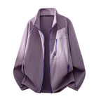 Men's fleece jacket with high stand-up collar, multiple zip pockets, and ergonomic raglan cut Fashion Glam