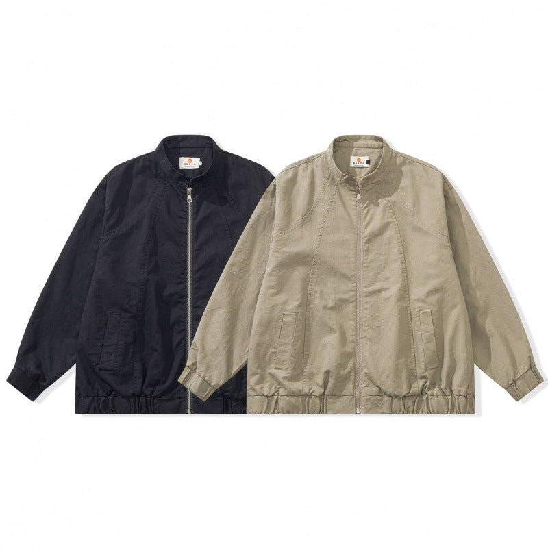 Unisex Boxige lightweight bomber jacket made of cotton blend with stand-up collar, zipper and drawstring hem Fashion Glam