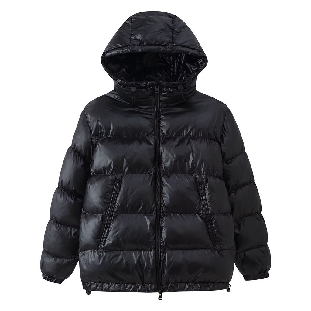 Women Quilted Oversized Thermal Jacket with Hood and Water-Repellent Surface Fashion Glam