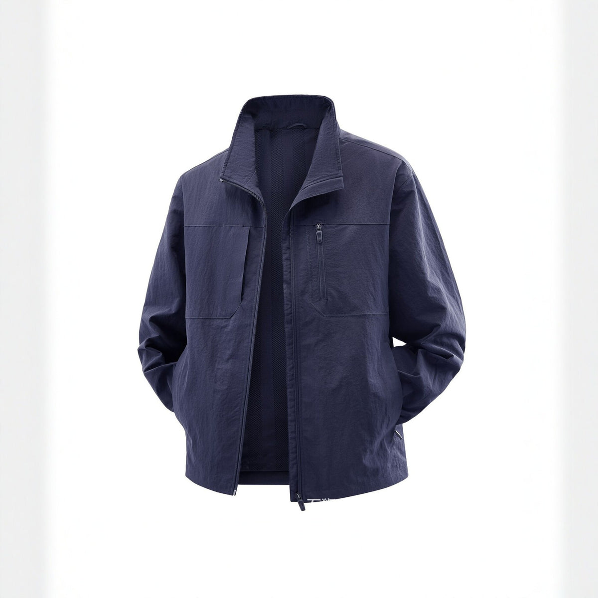 Men's Lightweight Field Utility Jacket with Mesh Lining, Stand-Up Collar and Zipper Pockets Fashion Glam