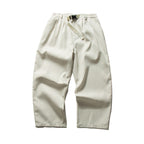 Men's Wide Relaxed Twill Pants with Elastic Waistband, D-Ring Belt, and Pleats Fashion Glam