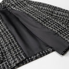 Women Tailored Short Jacket made of Boucle Tweed with Golden Decorative Buttons Fashion Glam
