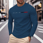 Men's Long Sleeve T-Shirt with Modern Paris Print and Elastic Hem Fashion Glam