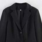 Women tailored blazer with lace trim and flared hem Fashion Glam