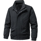Men's Windproof Utility Bomber Jacket with Stand Collar, Elastic Cuffs, and Concealed Zipper Fashion Glam