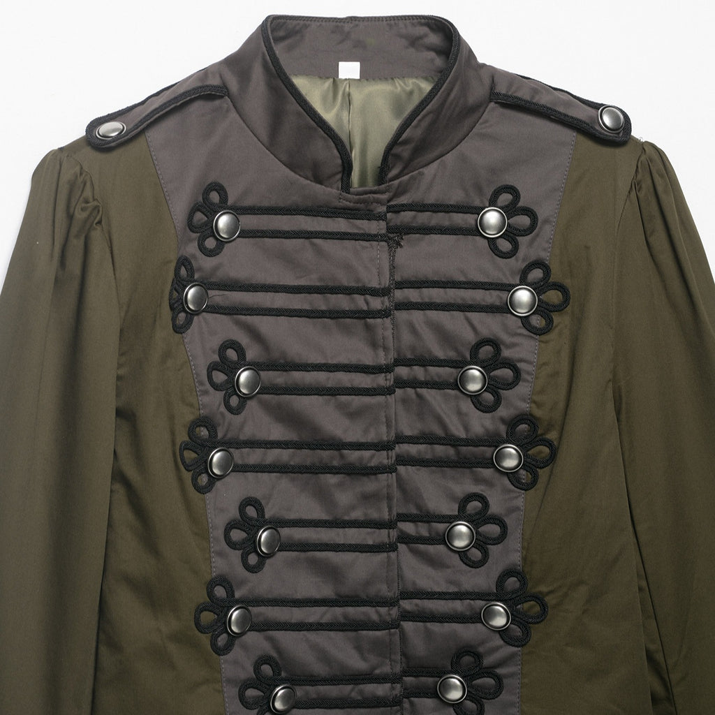 Ladies short jacket in military style with stand-up collar, decorative frog and epaulettes Fashion Glam