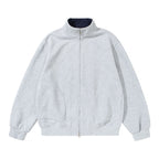 Unisex sweatshirt jacket with stand-up collar, oversized fit and round in-seam pockets Fashion Glam
