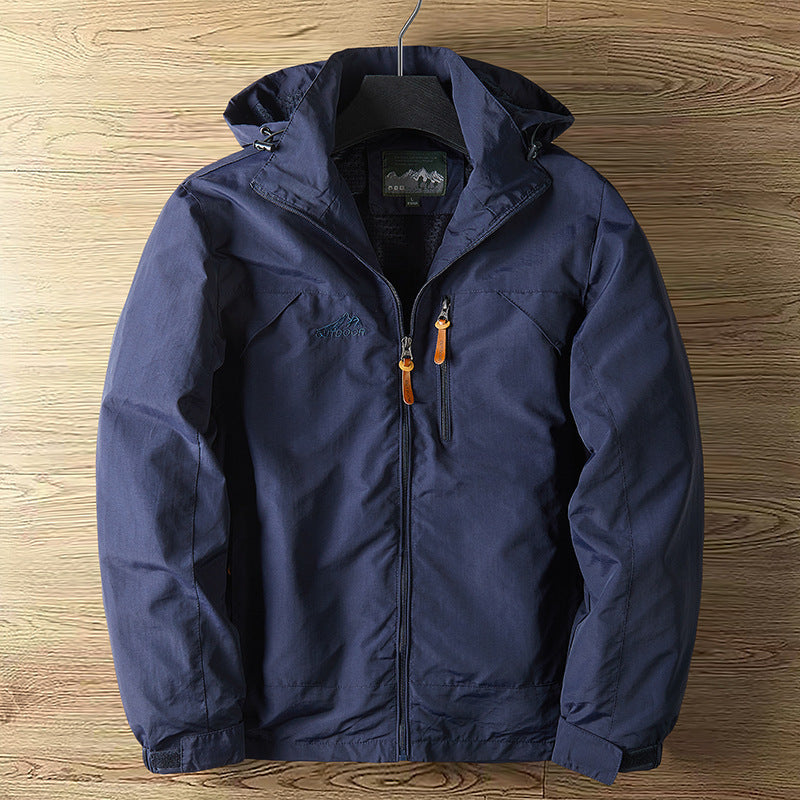 Men's Breathable Water-Repellent Outdoor Jacket with Hood and Zipper Fashion Glam
